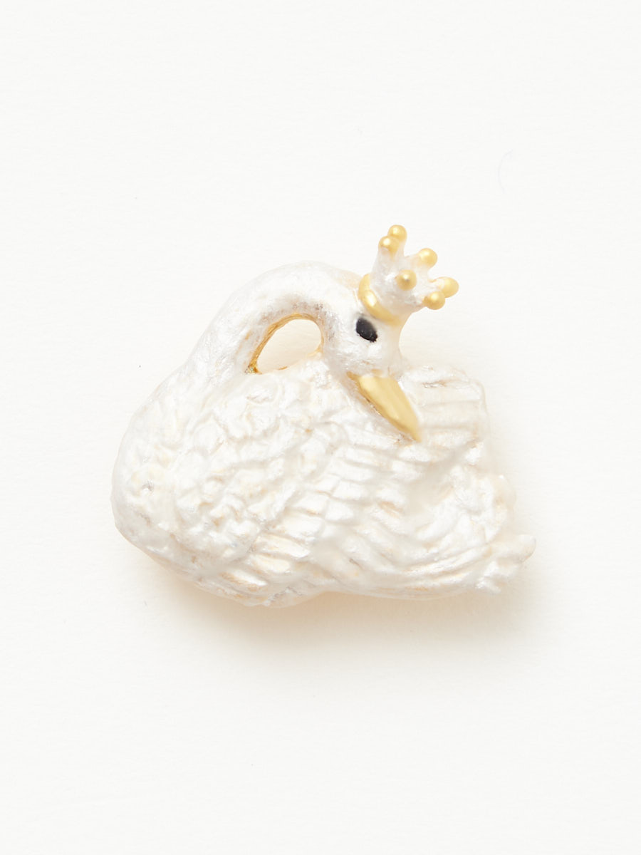 白鳥帯留|ホワイト