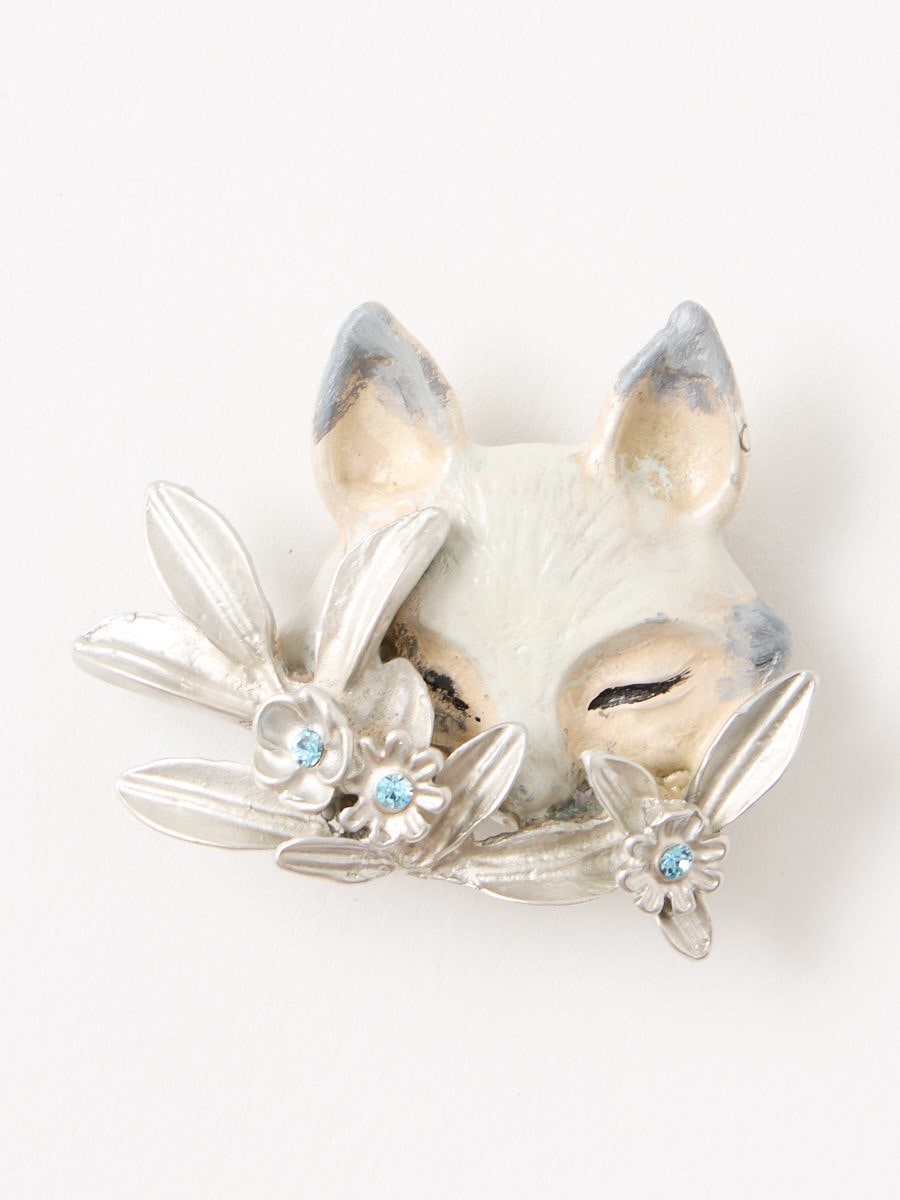 帯留「花嫁狐」|シルバー