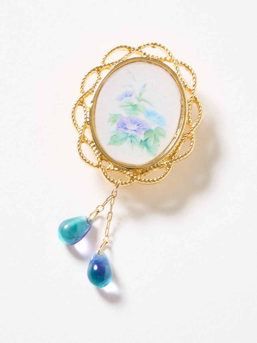 【残りわずか】帯留「あさがお」|ゴールド