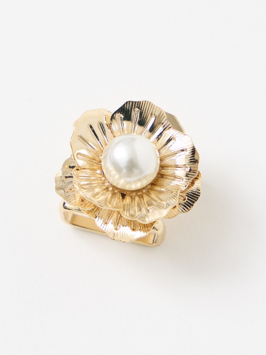 帯留「花」|ゴールド