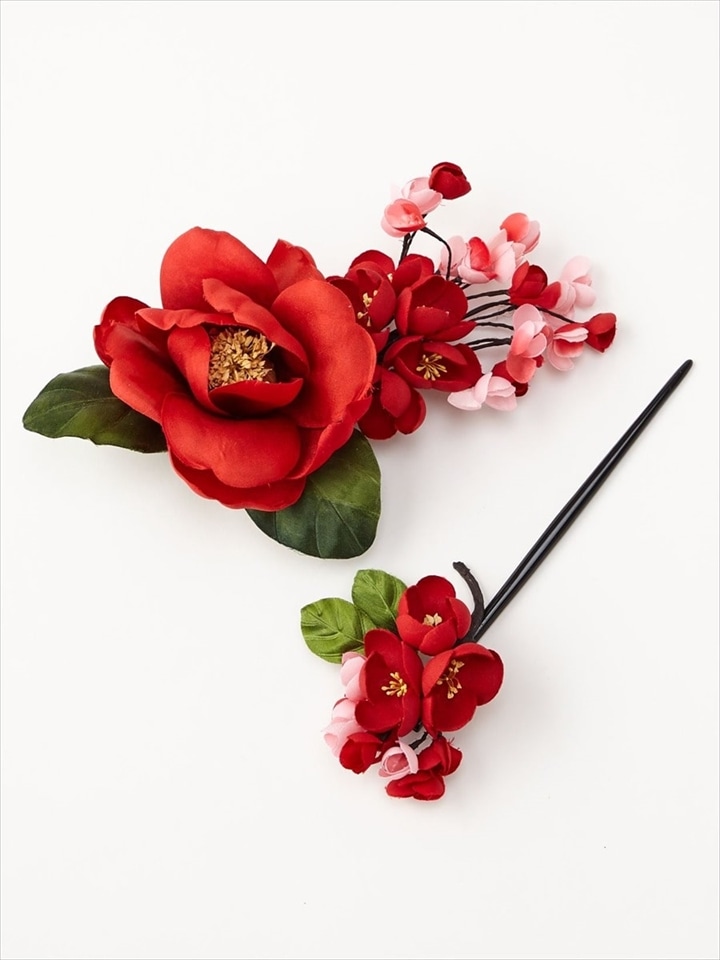 椿ダイヤナかんざし|レッド