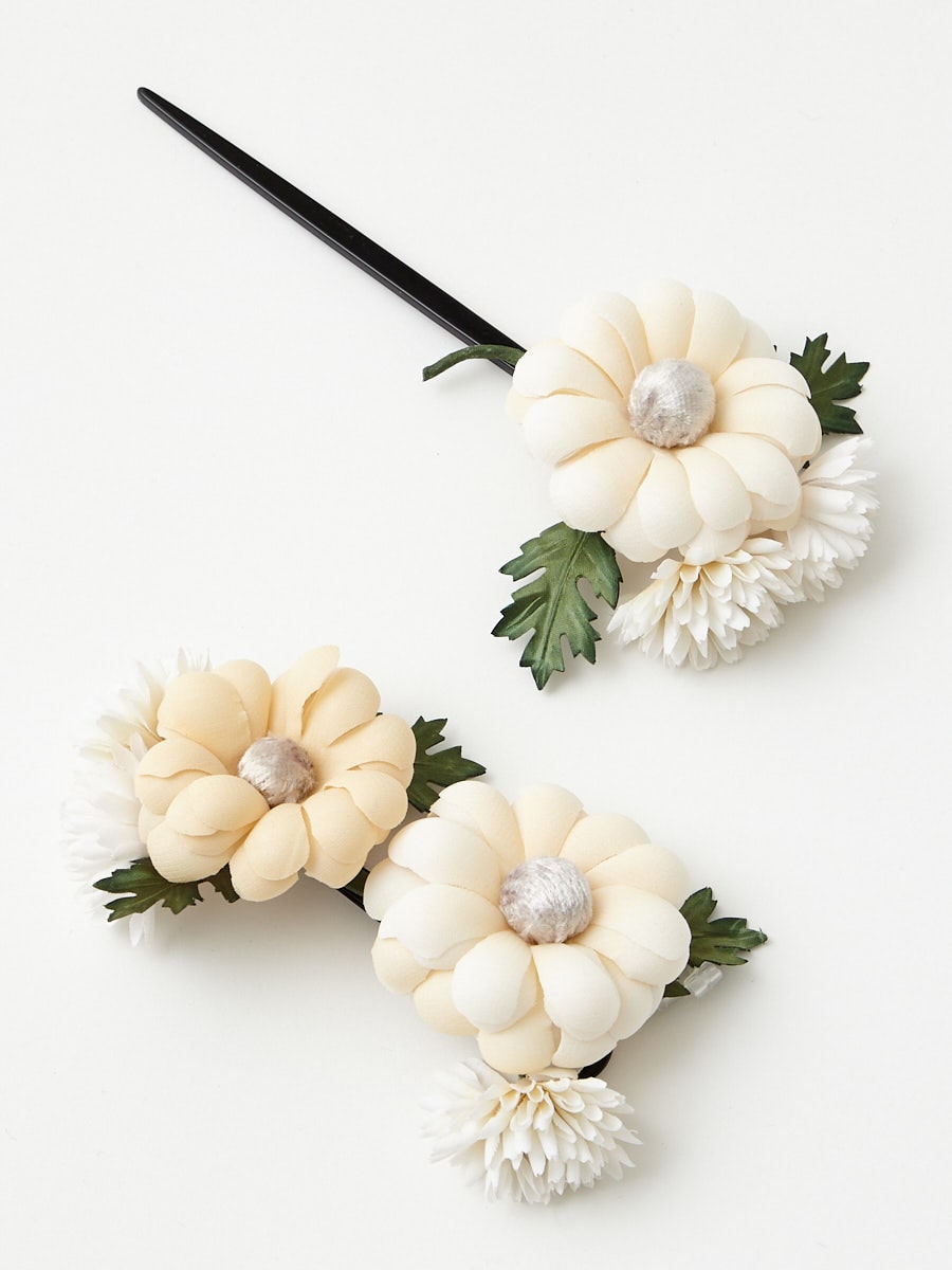 【ラスト1点】まりぼんぼんかんざし|ホワイト