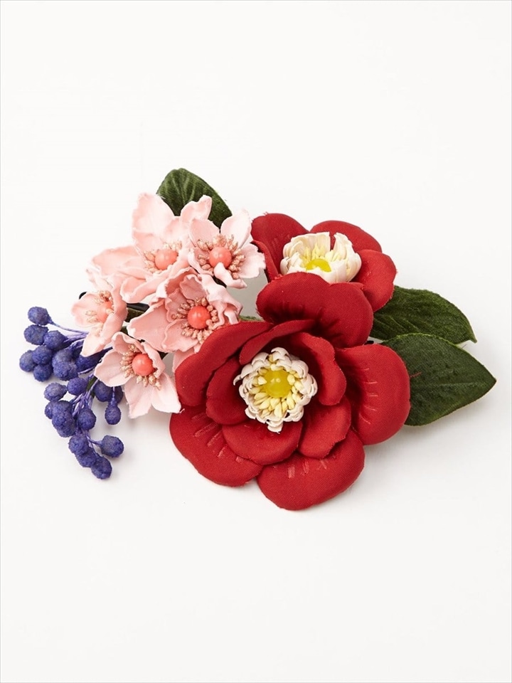 椿と桜のコラージュ|レッド