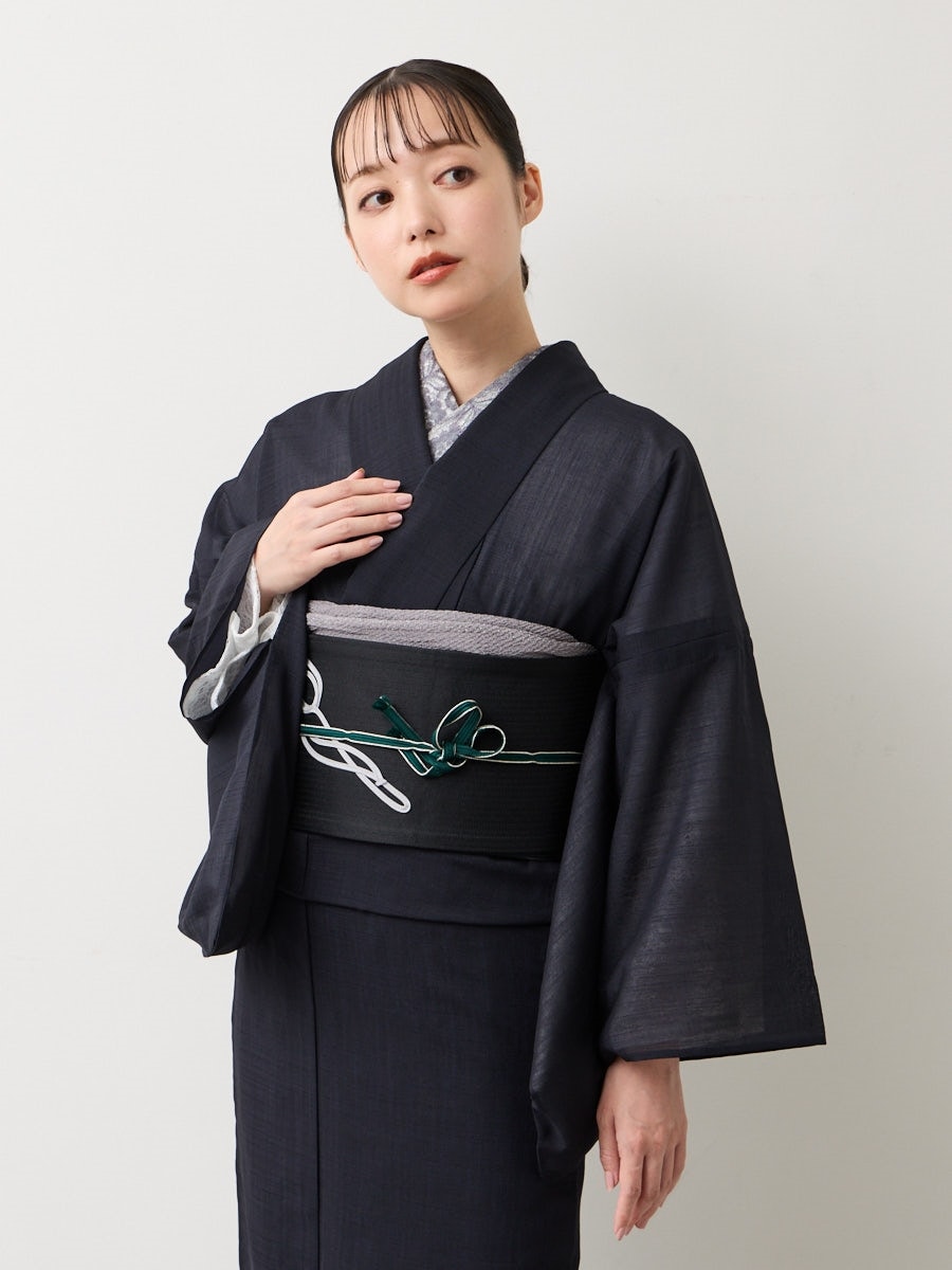 【プレタ小紋】シア無地 単衣|チャコールグレー