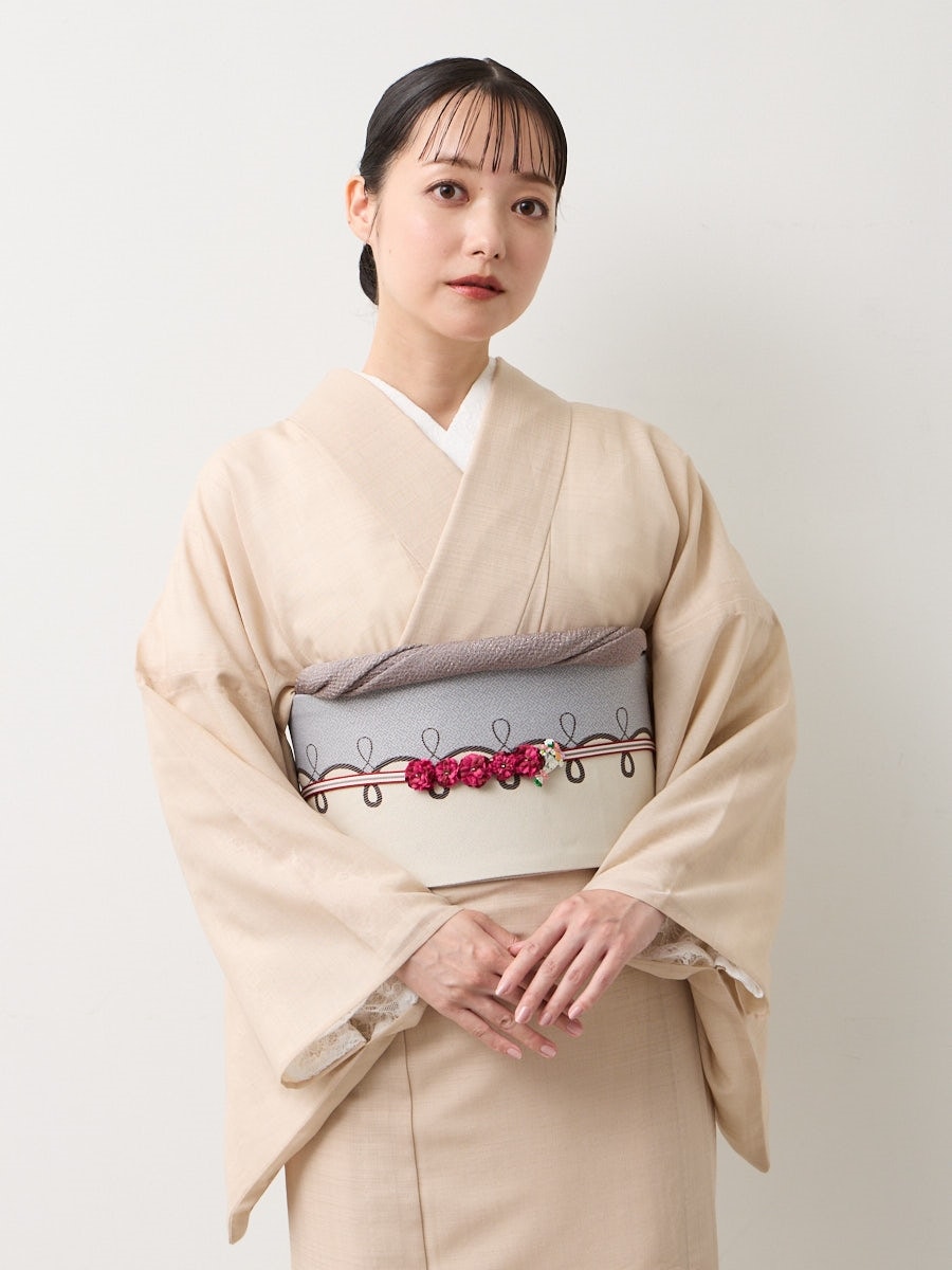 【プレタ小紋】シア無地 単衣|ベージュ