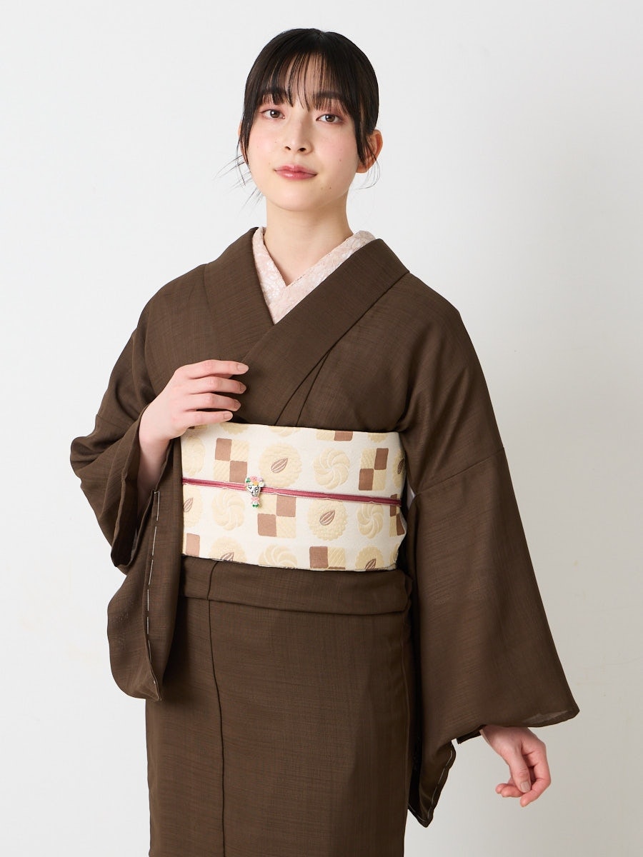 小紋単品「ワンカラー単衣」|ダークブラウン