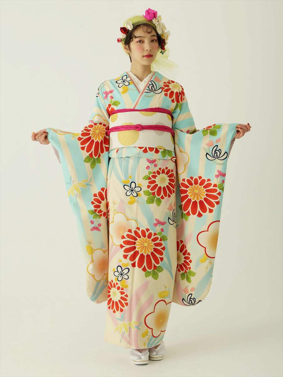 【予約商品】振袖単品「四君子」|サックス