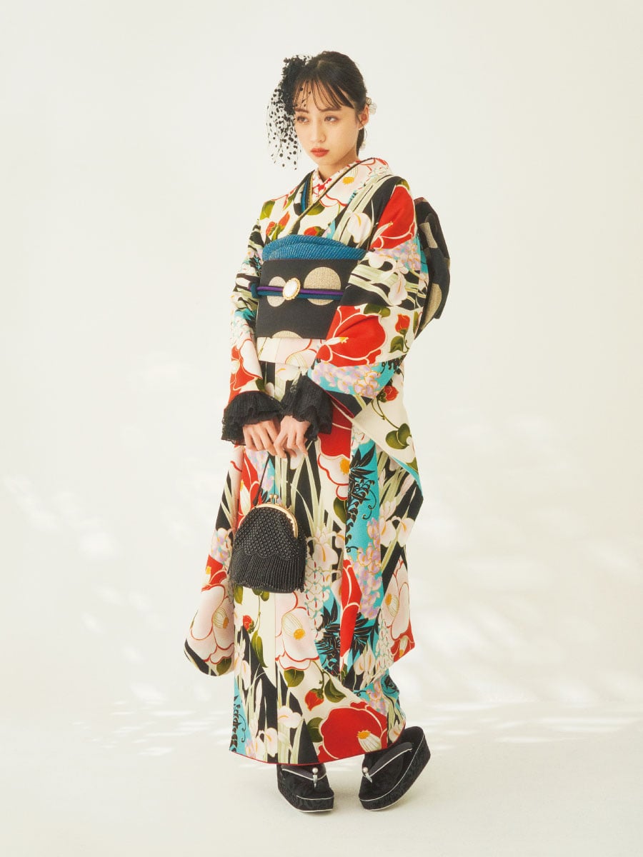 【予約商品】振袖単品「花きりばみ」|ブラック