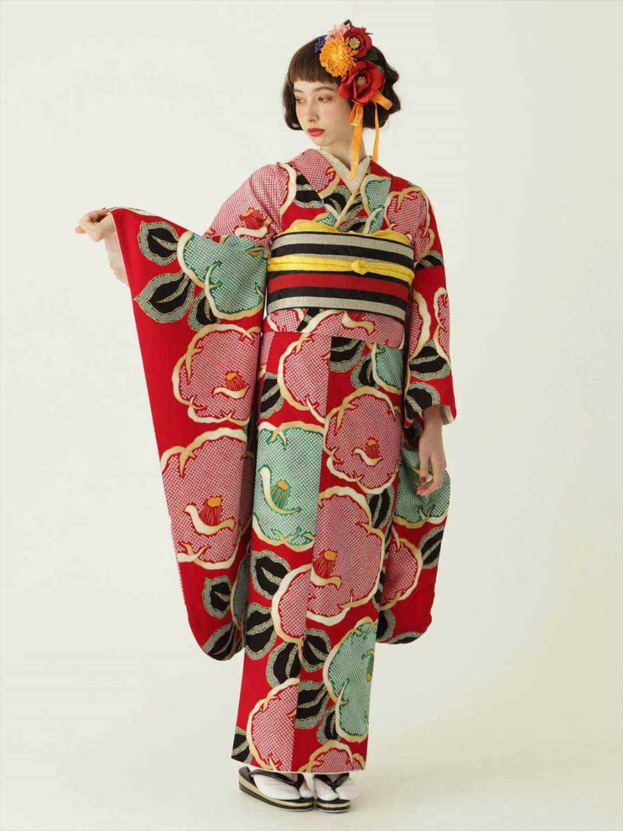 【予約商品】振袖単品「疋田椿」|レッド