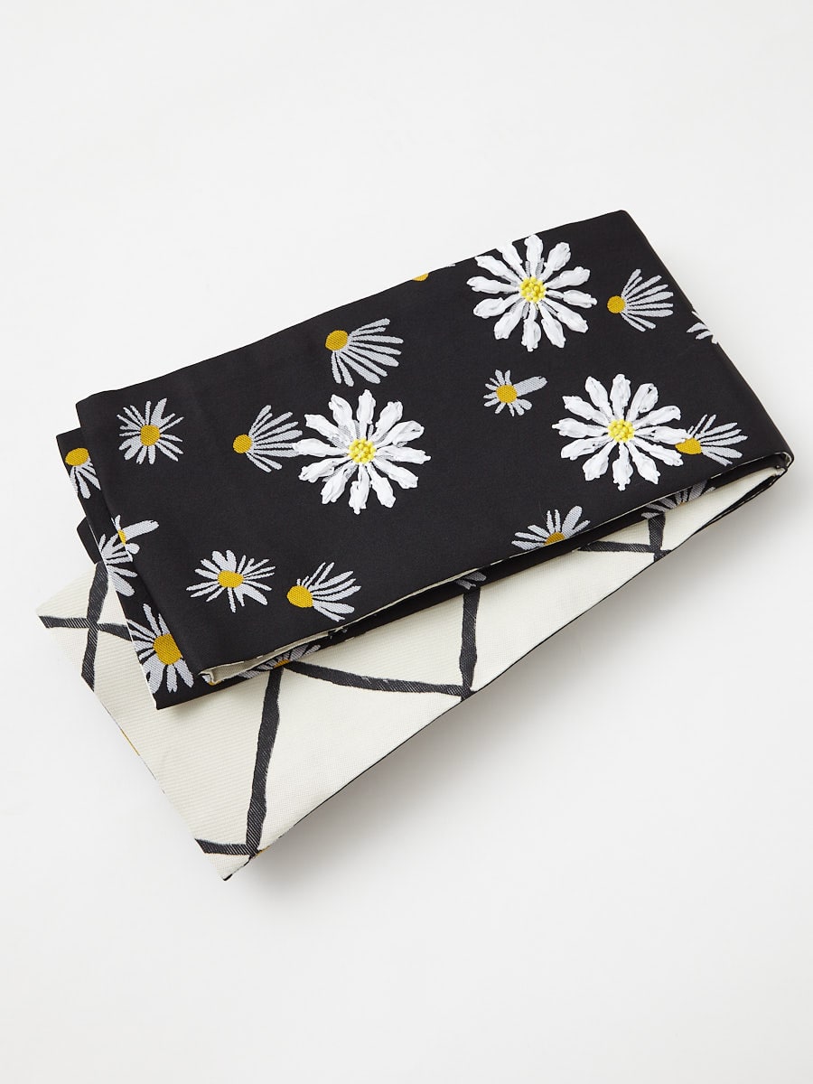 【残りわずか】マーガレット半巾帯|ブラック