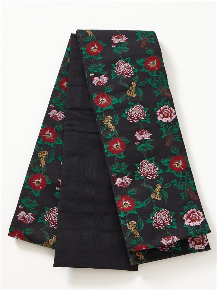 【残りわずか】花園半巾帯|ブラック