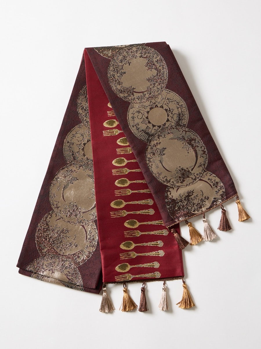 半巾帯「アンティークディッシュ」|ブラウン