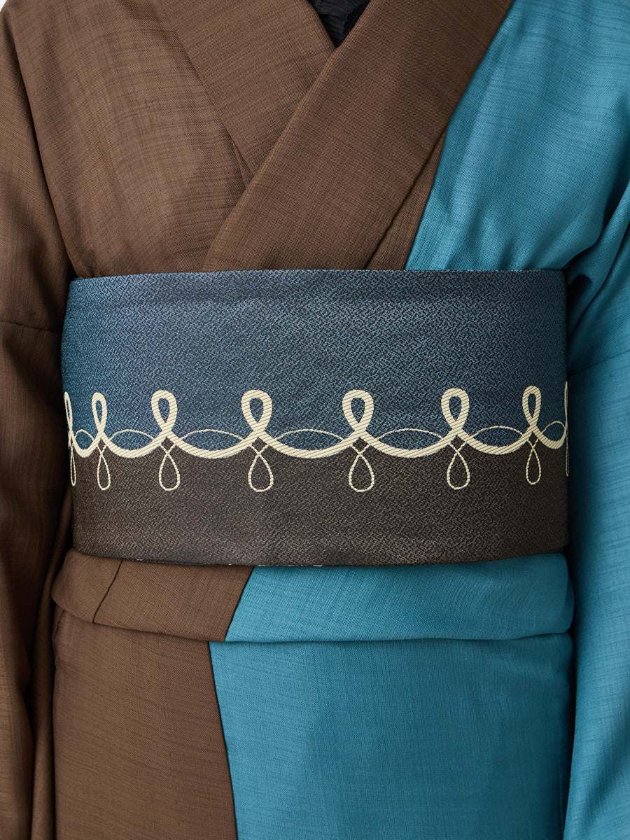 【残りわずか】半巾帯「くるつる草」|グリーン