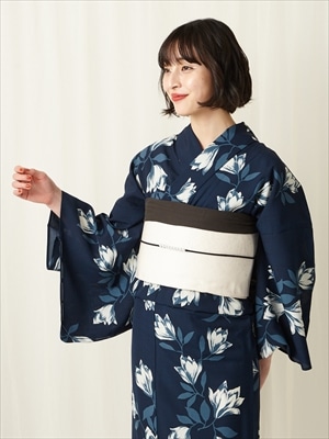 浴衣単品「モクレン」|ネイビー