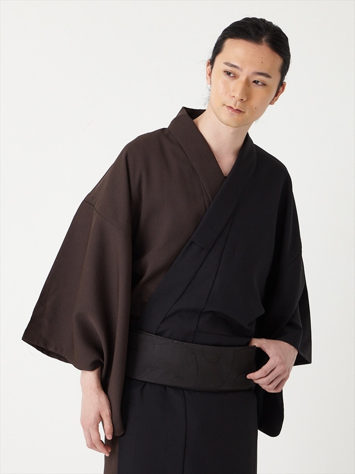 浴衣単品「 メンズ片見合わせ浴衣 」|ダークブラウン