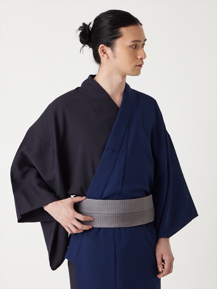 浴衣単品「 メンズ片見合わせ浴衣 」|ネイビー