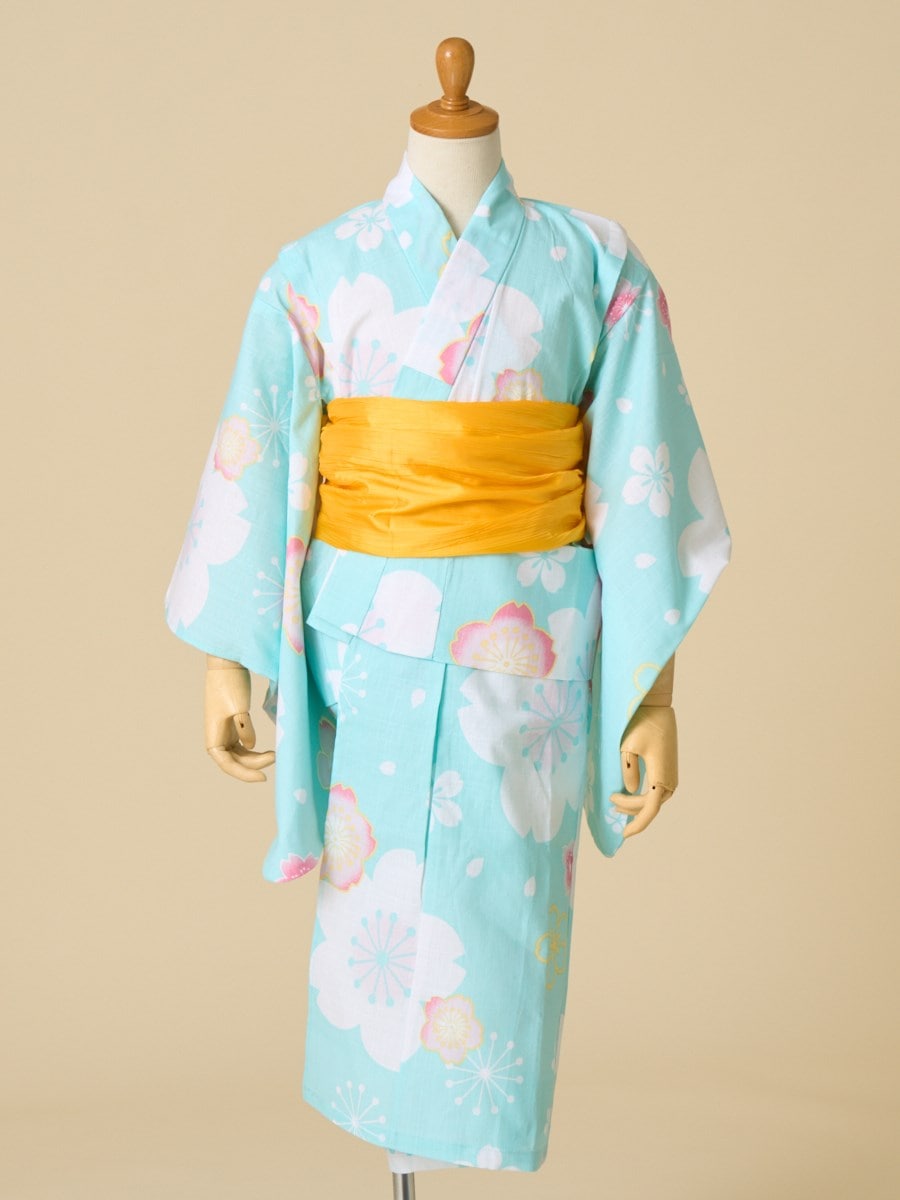 キッズ浴衣セット 「 さくら 」|スカイブルー