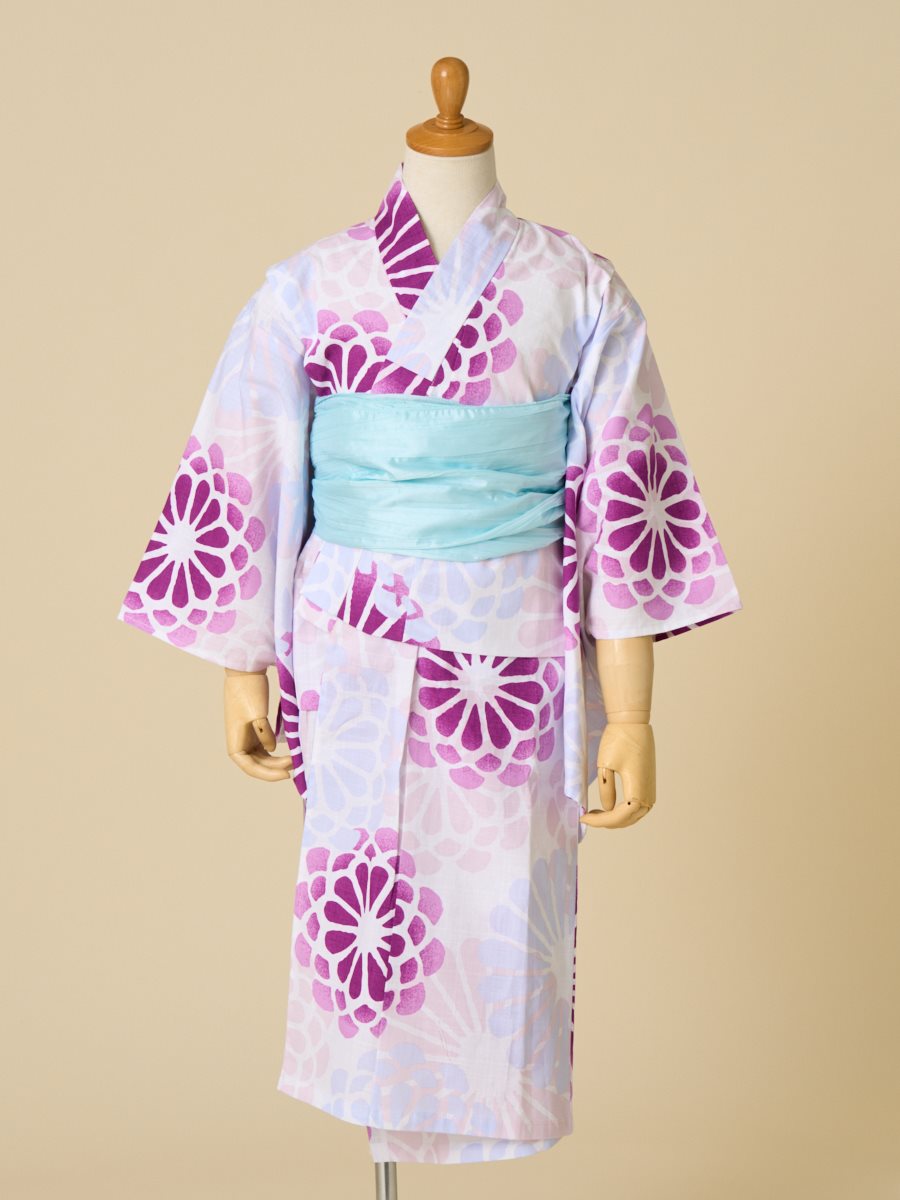 キッズ浴衣セット 「 きく 」|ラベンダー