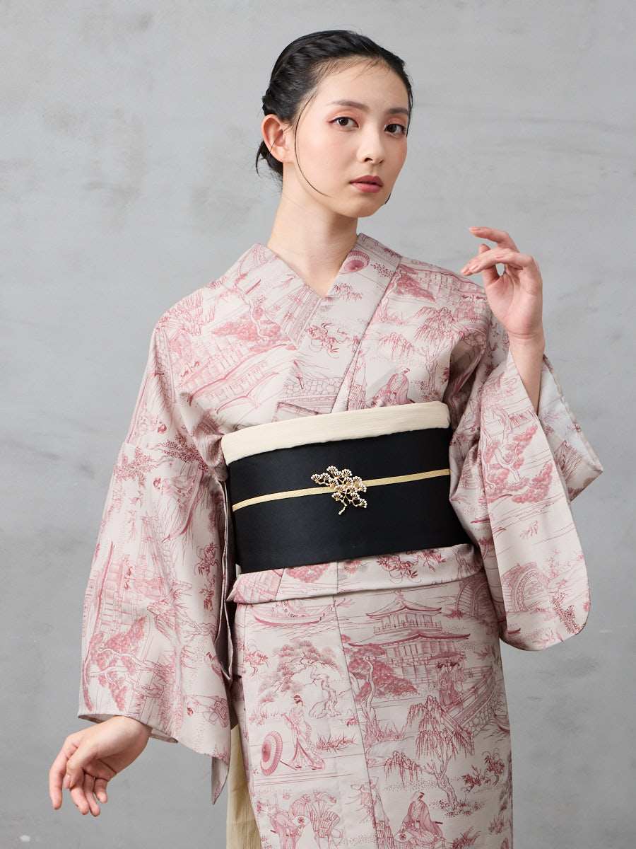 浴衣単品「 江戸トワル 」|ダークレッド