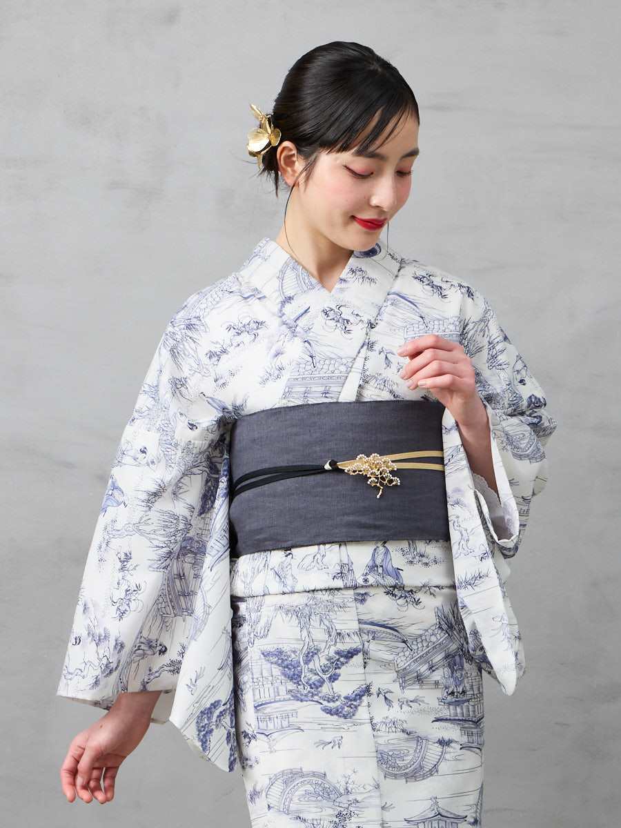 浴衣単品「 江戸トワル 」|ブルー