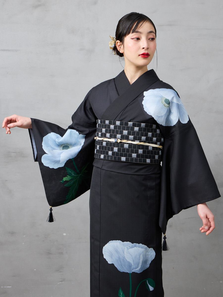 【ラスト1点】浴衣単品「 芥子 」|ブラック