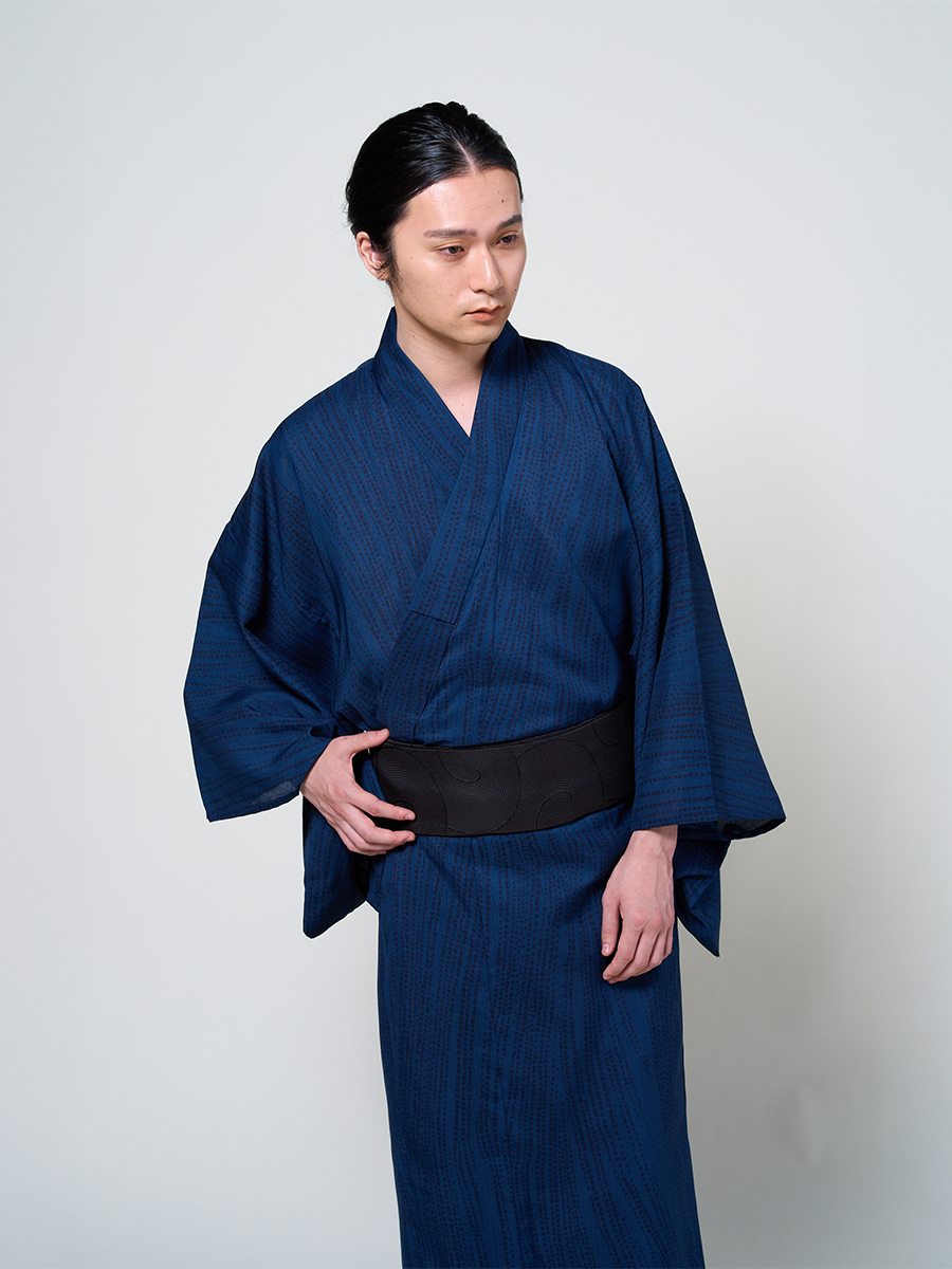 メンズ浴衣単品 「 ハナウタ　流水 」|ネイビー