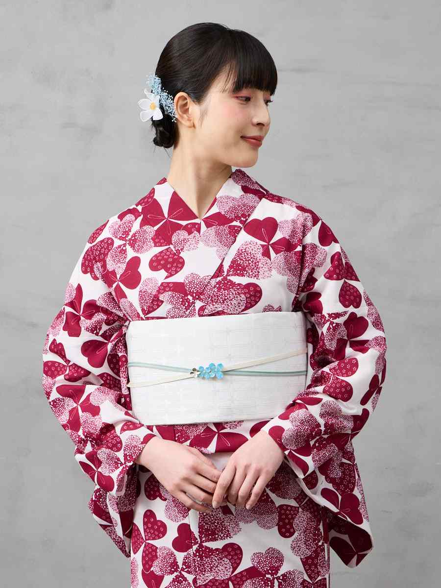 【ラスト1点】浴衣単品「 メモワール・クローバー 」|ワイン