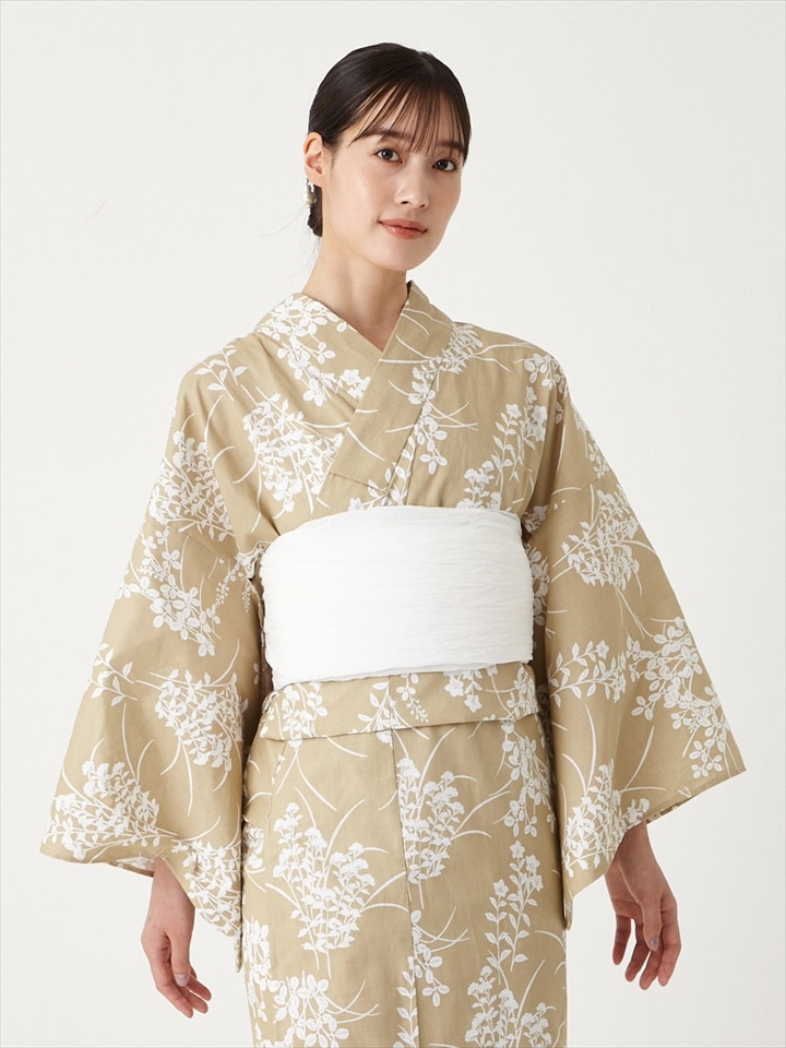 【WEB限定】浴衣＋へこ帯＋着付け冊子3点セット|イエローベージュ