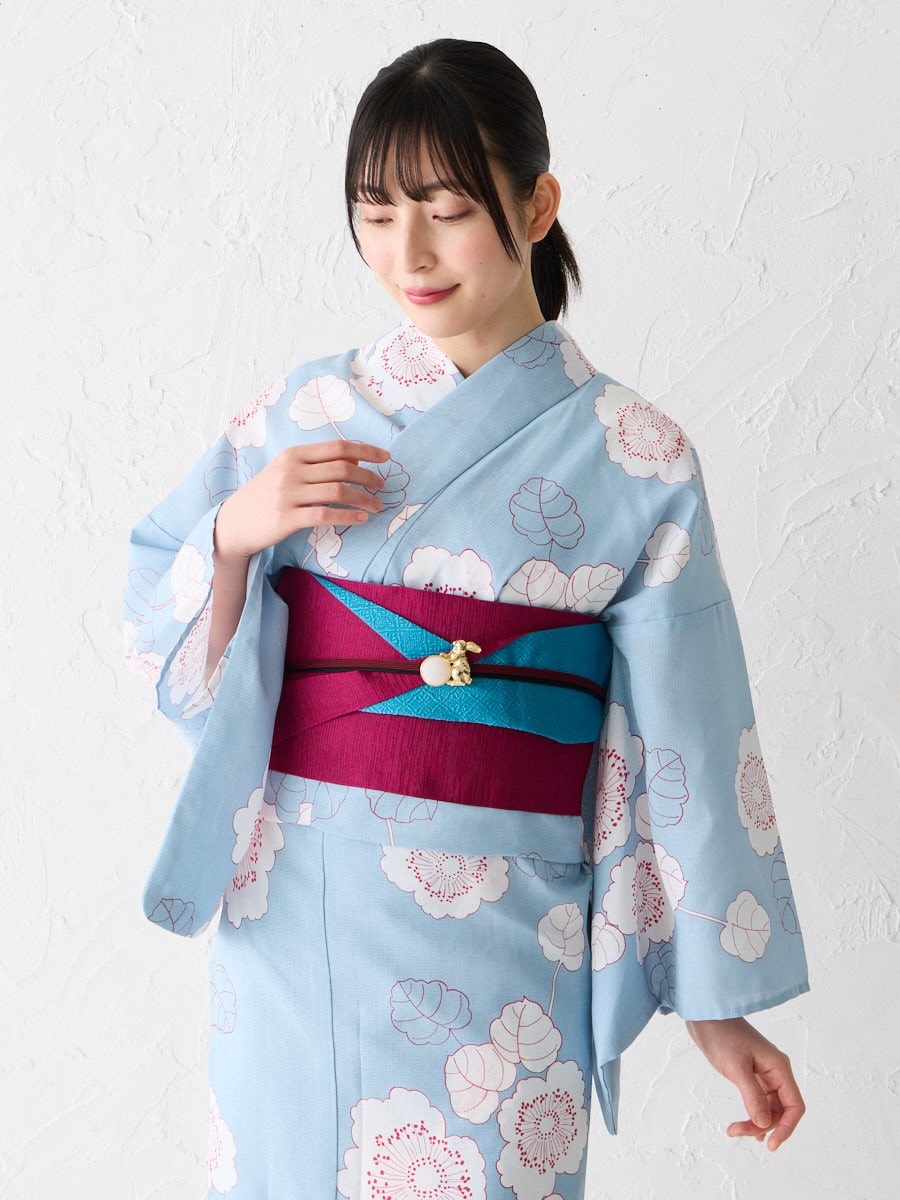浴衣単品「ハナウタ・芙蓉」|ブルーグレー