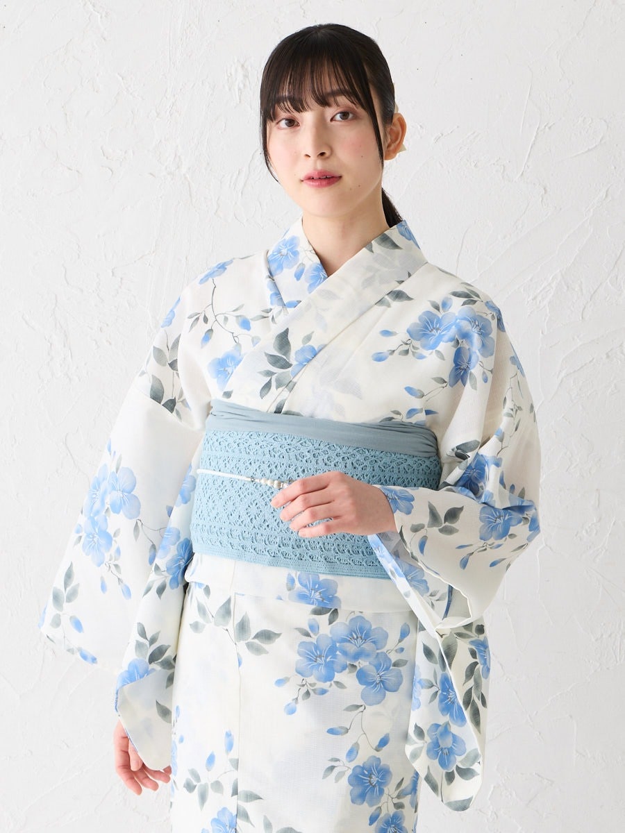浴衣単品「ハナウタ・かずら」|オフホワイト