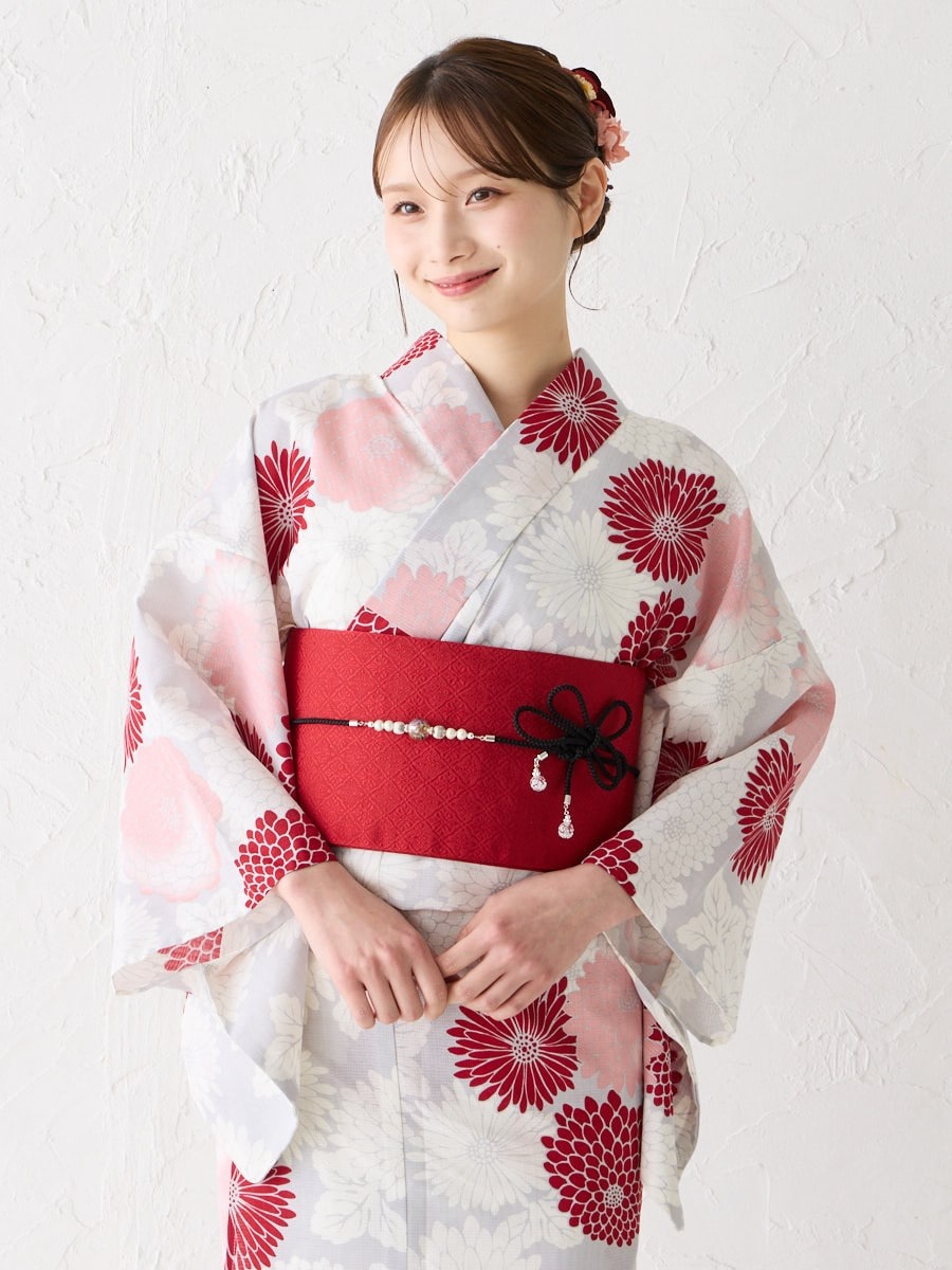 浴衣単品「ハナウタ・菊づくし」|グレー