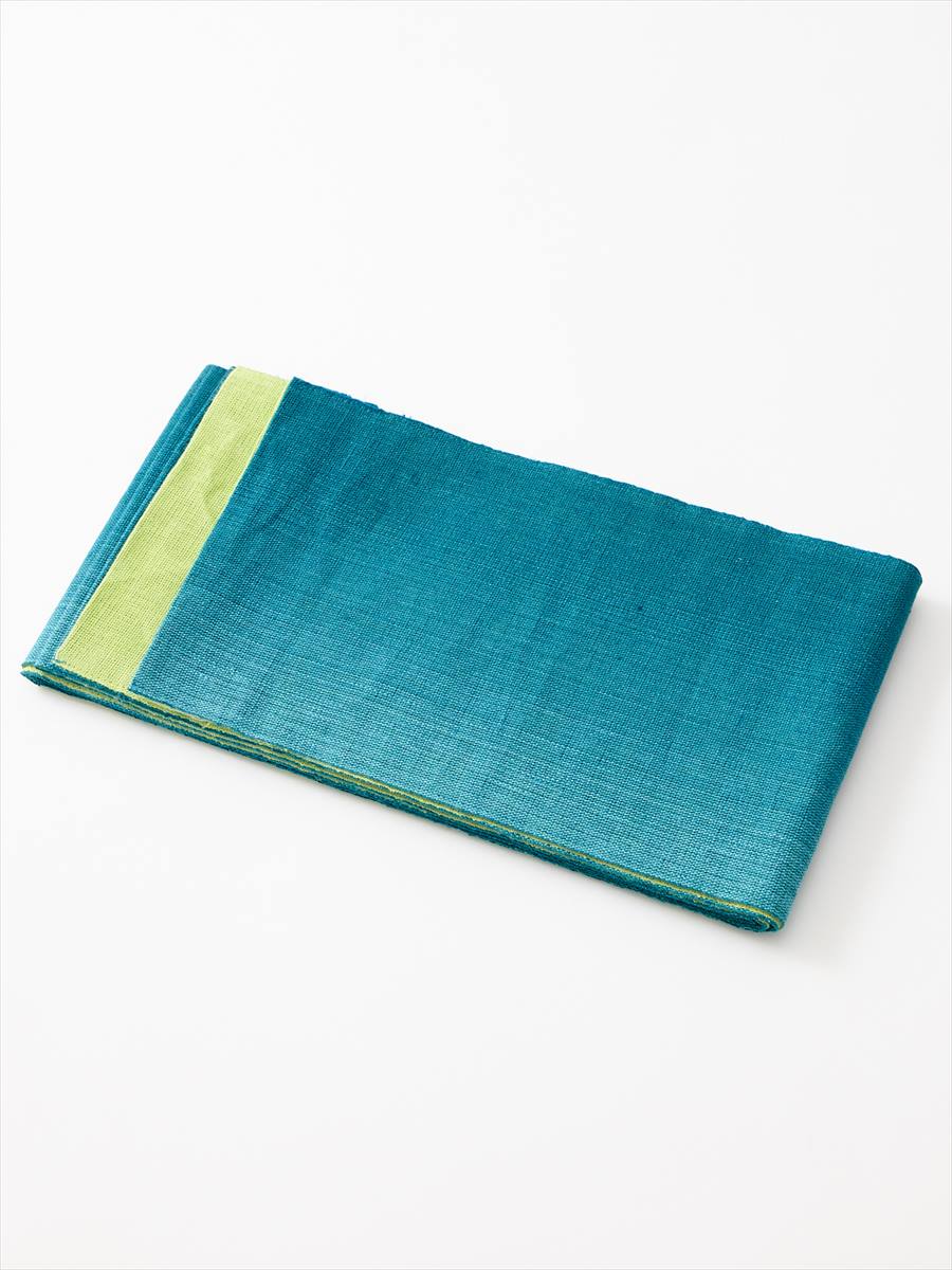 【ラスト1点】半巾帯「麻グラデーション」|ターコイズ