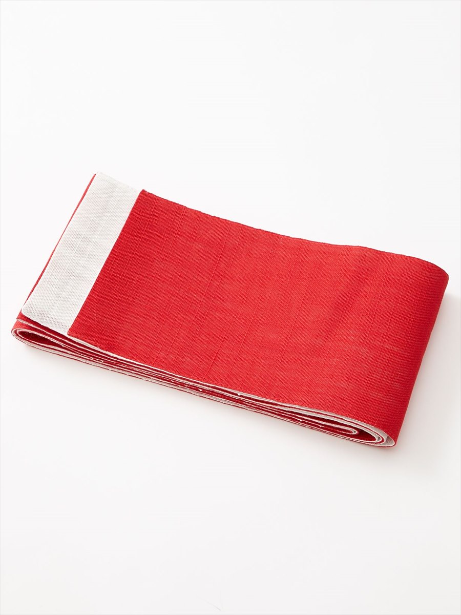 半巾帯「麻無地」|レッド