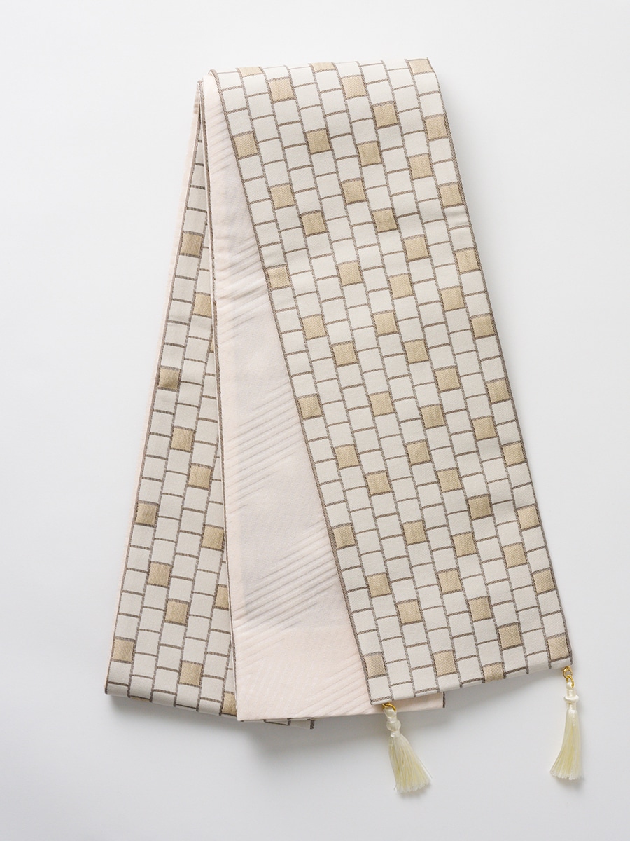 半巾帯「 石畳み 」|オフホワイト