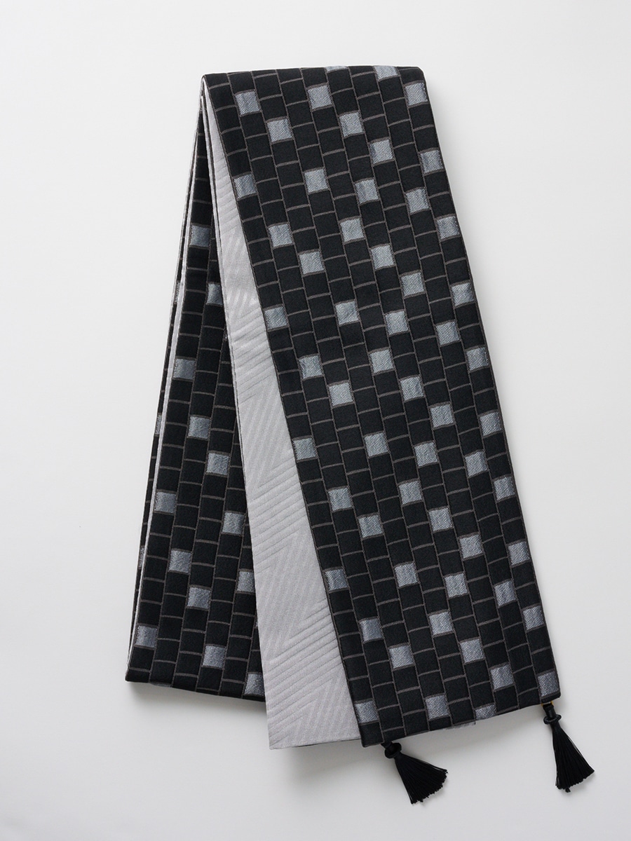 半巾帯「 石畳み 」|ブラック