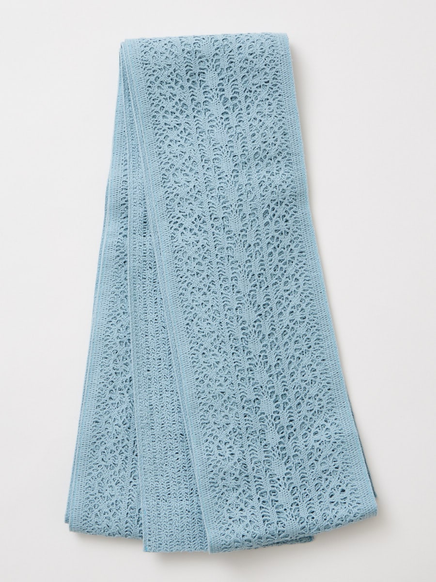 【ラスト1点】半巾帯「 レース編み半巾帯 」|サックス