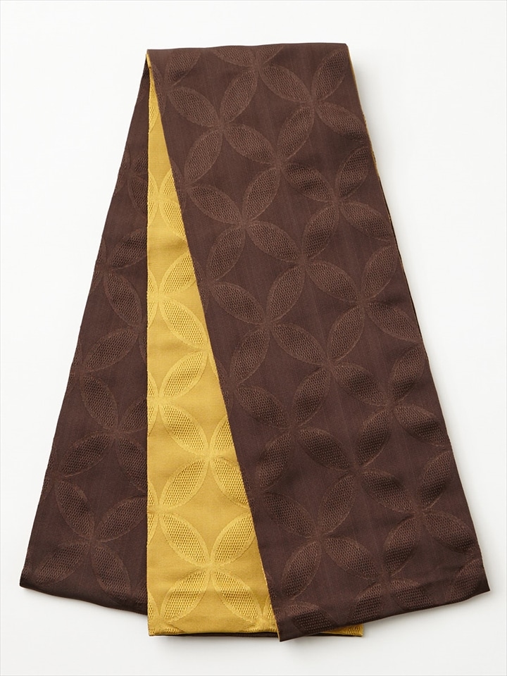 【ラスト1点】半巾帯「 リバーシブル七宝半巾帯 」|ブラウン