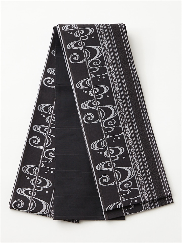 【ラスト1点】半巾帯「 献上風流水半巾帯 」|ブラック