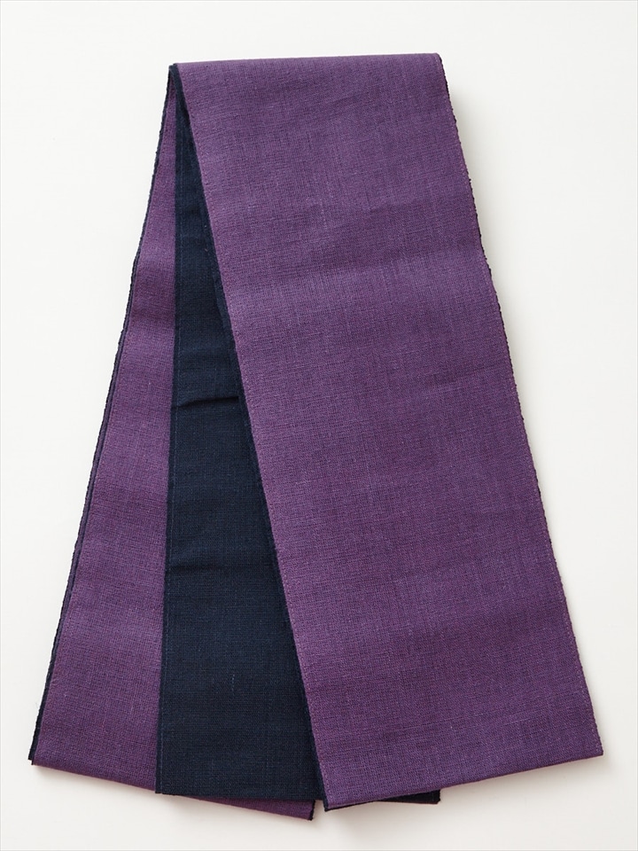 【ラスト1点】麻リバーシブル半巾帯|パープル