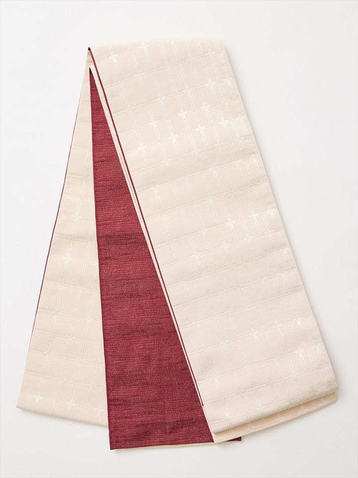 半巾帯 「 格子織 」|オフホワイト