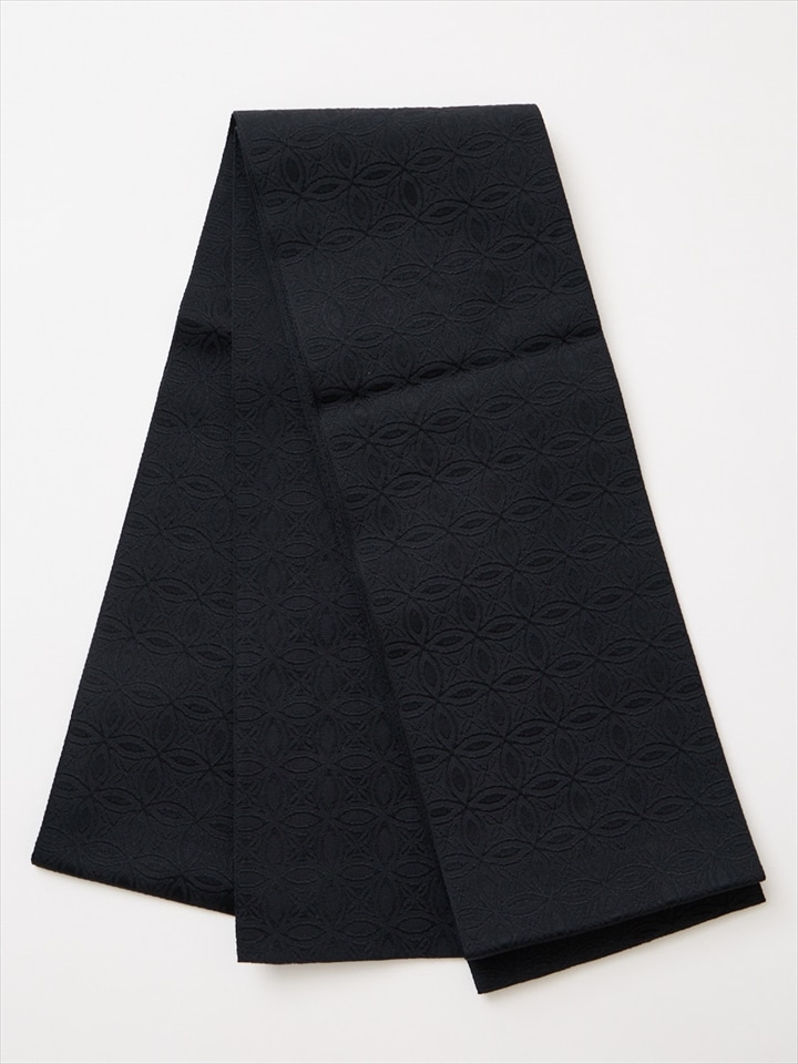 半巾帯 「 花七宝 」|ブラック