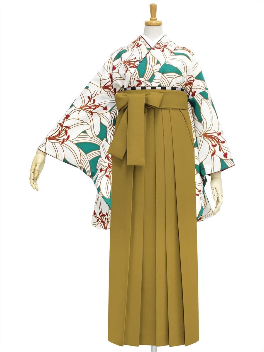 【レンタル商品】レンタル袴「【M0002】百合・緑」|マスタード