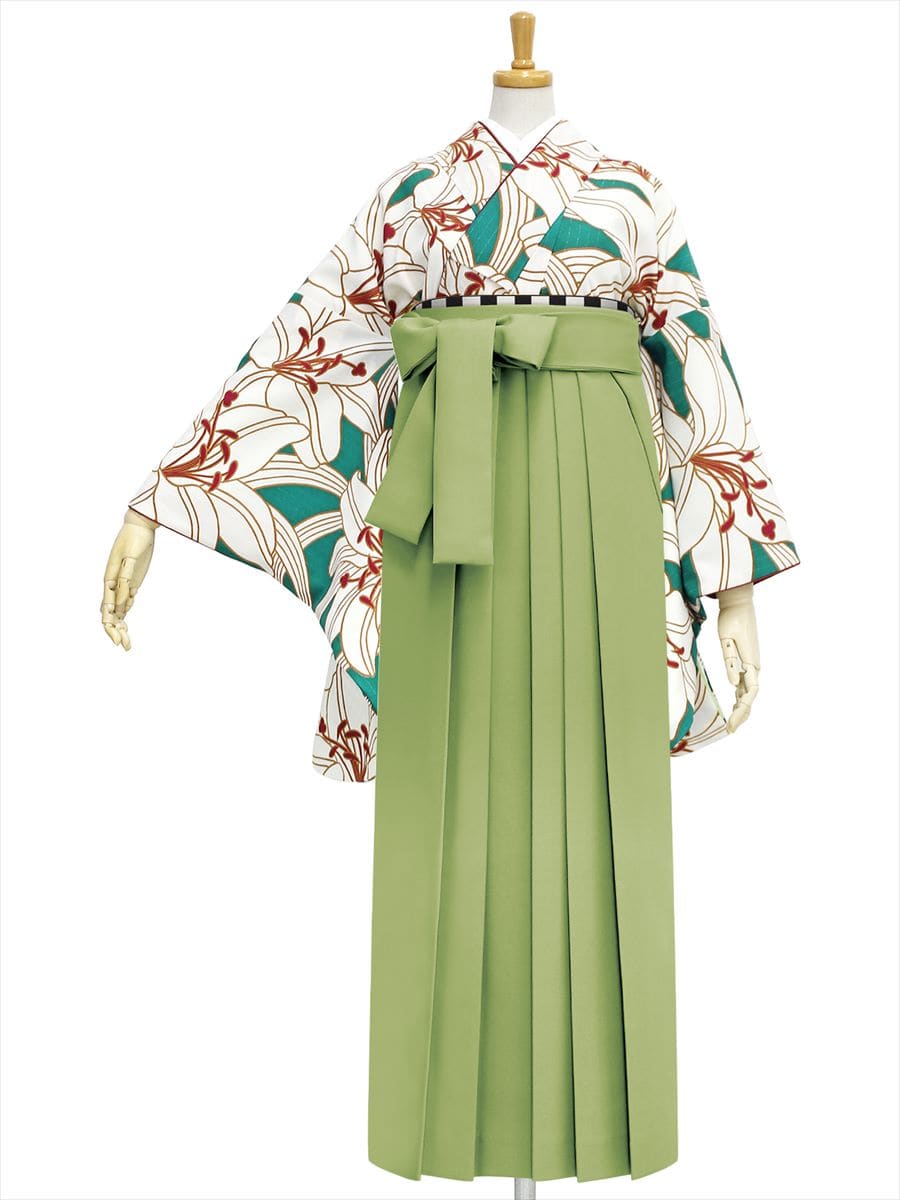 【レンタル商品】レンタル袴「【M0002】百合・緑」|ピスタチオ