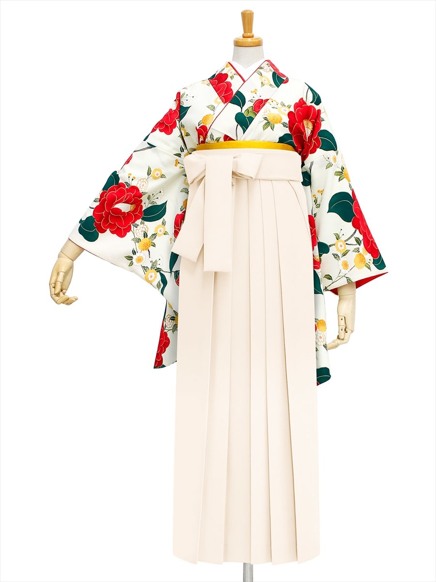 【レンタル商品】レンタル袴「【M0003】乙女椿・オフホワイト」|オフホワイト