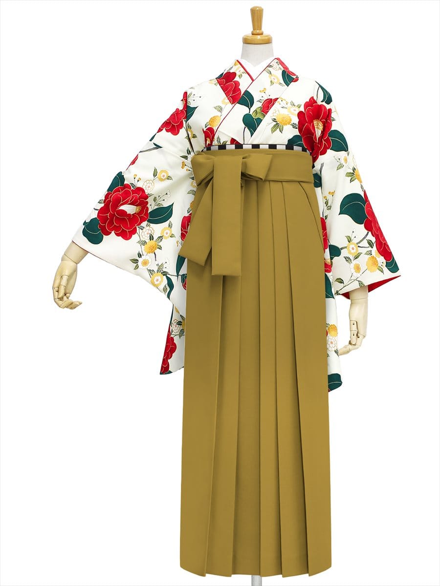 【レンタル商品】レンタル袴「【M0003】乙女椿・オフホワイト」|マスタード