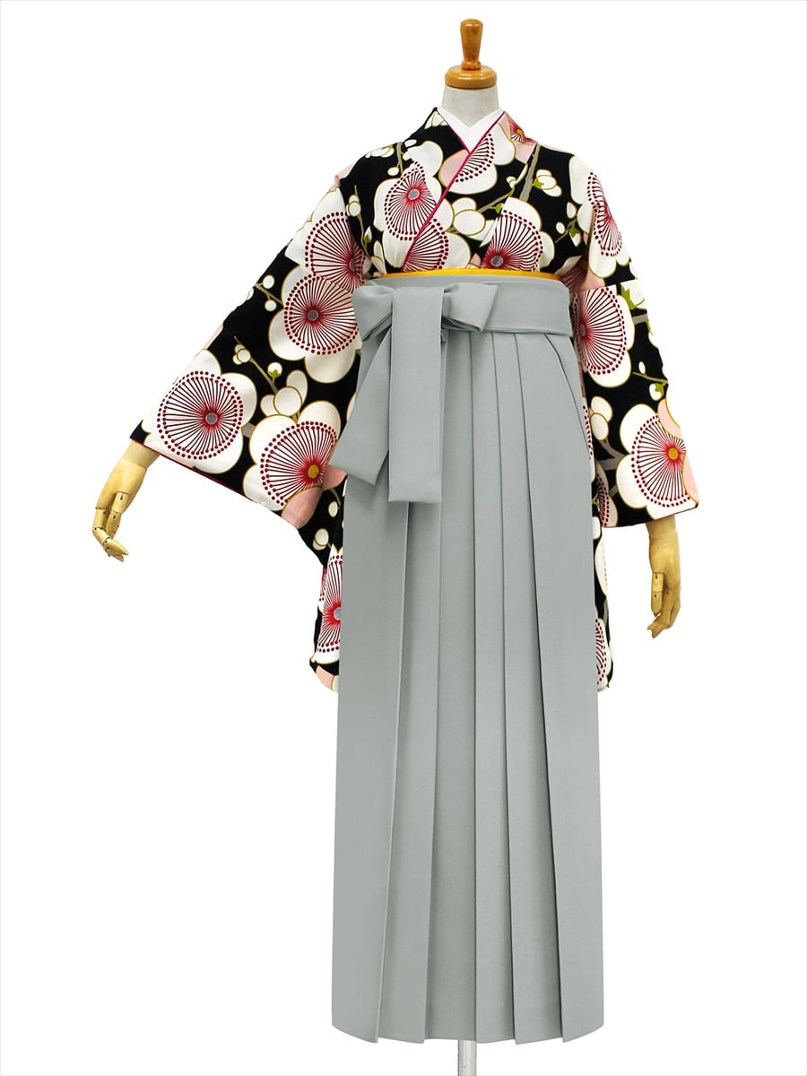 【レンタル商品】レンタル袴「【M0004】梅・黒」|グレー