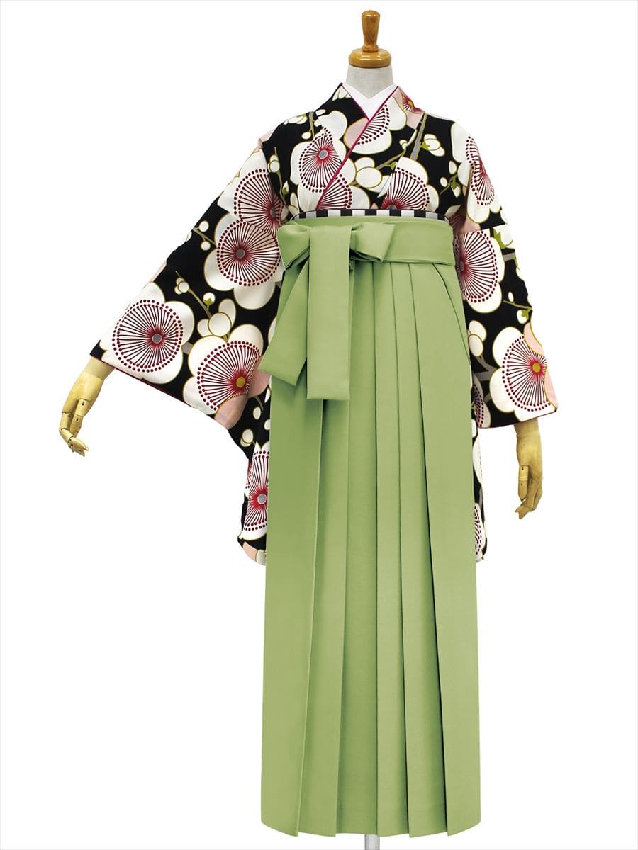 【レンタル商品】レンタル袴「【M0004】梅・黒」|ピスタチオ