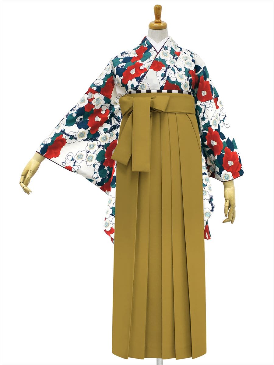 【レンタル商品】レンタル袴「【M0006】梅椿・ベージュ」|マスタード
