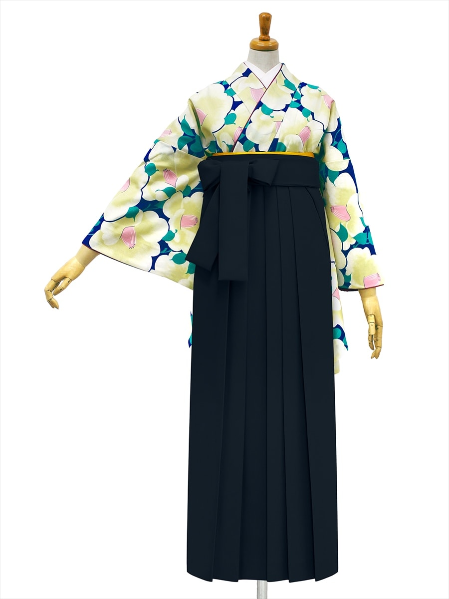 【レンタル商品】レンタル袴「【M0012】椿づくし・紺」|ブラック