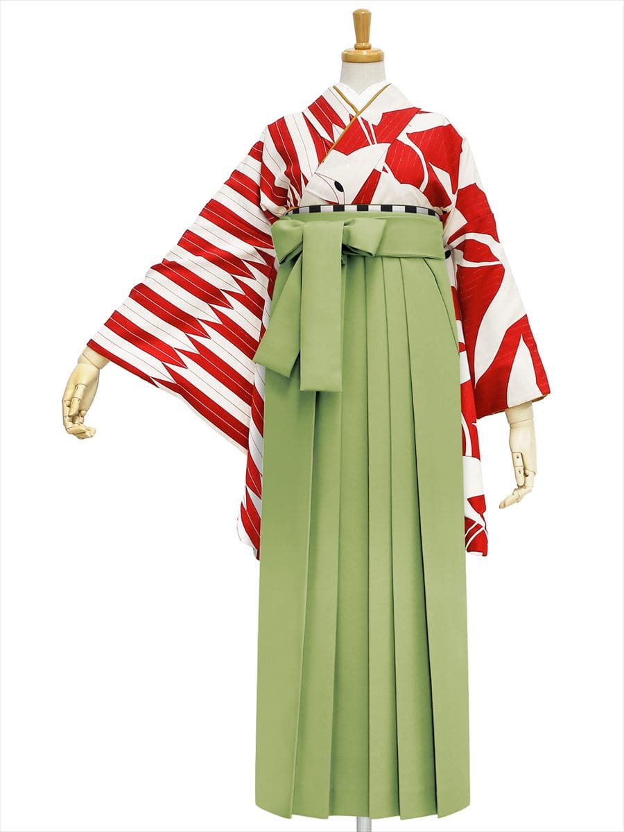 【レンタル商品】レンタル袴「【M0013】鶴× 矢羽根・赤」|ピスタチオ